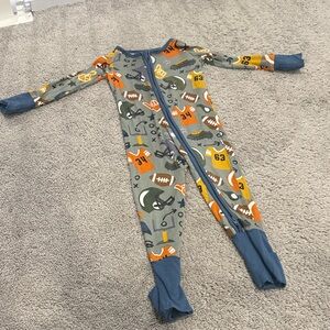 Little Sleepies Gray and Orange Sports Footie